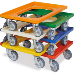6 x logistics roller/transport roller for boxes 600 x 400 mm, load capacity 250 kg, 6 colours