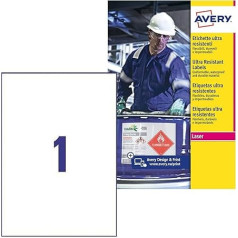 Avery B4775-50 (210 x 297mm) Extra Strong Adhesive, Ultra Heavy Duty Industrial Waterproof GHS Labels, 1 Label Per A4 Sheet