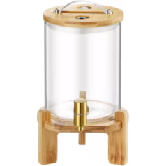 Getränkespender aus Glas mit Ständer, geeignet für eisgekühlte oder heiße Getränke, mit Edelstahlhahn, Getränkespender im Eimer, für Sonnentee, Limonade, kaltes Wasser, für draußen, Party, 5 l