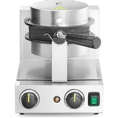 HENDI Bubble Waffle Iron, Rotating Waffle Iron, with Drip Tray, Temperature Range: 50° to 210°C, Telfon Non-Stick Coating, Waffle Maker, 220-240V/1500W, 255 x 560 x (H) 318 mm, Stainless Steel