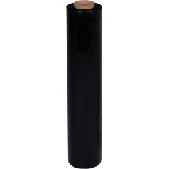 12 Rolls of Hand Stretch Film 20my Black 50 cm x 285 m