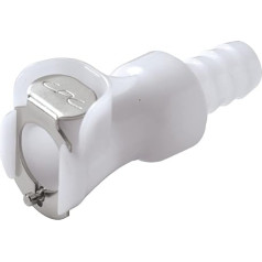 neoLab 2-0256 Acetal Coupling, 1/4 Inch Connection for Counterpart, Body, Shut-Off, 9.5 mm Hose Barb, Coupling Element Socket with Screw Connection, 9.5 mm DM Hose Inner 1, 49.5 mm Length, White