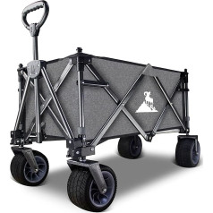 Topwell Folding Cart Outdoor Garden Cart Heavy Duty Camping Cart with Large Wheels Foldable Cart for Sports, Shopping, Fishing and Beach (Grey)