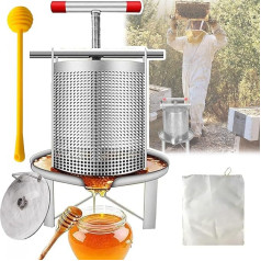Manual Honey Extractor, Honey Press and Wax Press, 5.8 cm Honey Groove, Natural Juicer/Beekeeping Tools, with Stirrer + Strainer