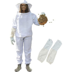 Silginnes Professional Bee Suit for Men and Women - Beekeeping Outfit, Unisex Suit with Protective Bee Jacket with Hood, Trousers, Gloves