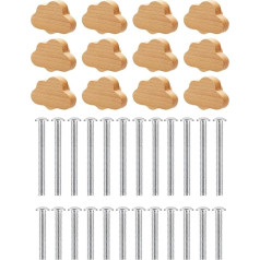 Povxlum 12 Piece Heavy Duty Beech Wood Drawer Handles, Cloud Shaped Wooden Handles for Dressers, Boho Dresser Handles for Cabinets and Furniture