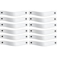 Brute Strength - Leather Handles for Furniture - White - Pack of 12 - 20 x 2.5 cm - Cabinet Handle, Door Handle for Kitchen, Bathroom, Cabinets, Dresser, Wood