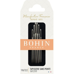 Bohin Fabrics Tapestry Needle Number 18/22, Metal, Silver, Pack of 6