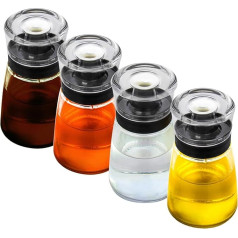 TINMIX 4 Pack Outdoor Camping Oil Dispenser Bottle 160ml Olive Oil and Glass Vinegar Well Sealed for Picnic Kitchen
