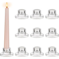 Glasseam Candle Holder Glass Candle Holder Taper Candle: Set of 10 Small Candle Holders for Taper Candles Candle Holder Wedding Clear Candle Holder Christmas for Living Room Table Decoration