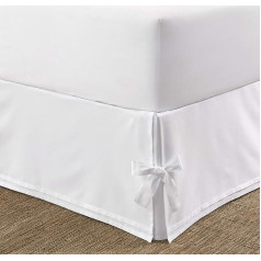 Laura Ashley Home - Corner Bound Bed Skirt, Luxury Bedroom Decor, Wrinkle and Fade Resistant (White, Full)