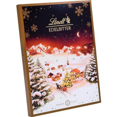 Lindt Chocolate Edelbitter Advent Calendar 2023, 250 g, Advent Calendar with 24 Sweet Surprises Made of Dark Chocolate, Chocolate for the Christmas Season, Chocolate Gift