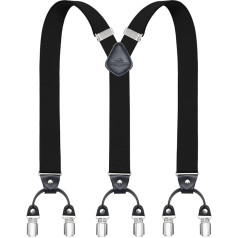 Dresime Braces Men's Braces for Trousers with 6 Strong Metal Clips, Y Back Adjustable Braces Braces Heavy Duty Elastic Men's Braces