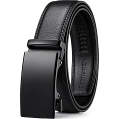 Bostanten Men's Leather Belt with Ratchet, Automatic Buckle, Business Suit Belt, Width 35 mm, Adjustable Size
