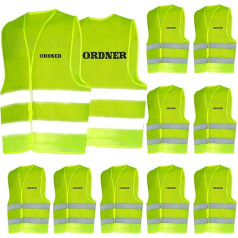 jiawaggag Pack of 10 Folder Vests High Visibility Vest with Print Folder Warning Vests Yellow Safety Vest Folder Signal Vest Reflective Strips XL Fluorescent Yellow, Fluorescent yellow
