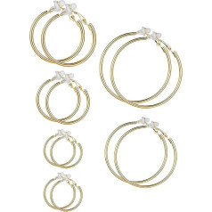 Hoop Earrings 6 Pairs, Clip On Earrings, Non-Piercing, Set for Women and Girls, 6 Sizes, Other, Gold colours.