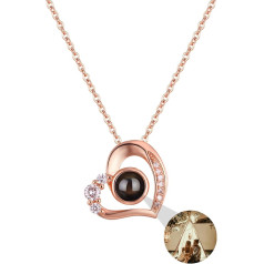 RelaxNest Personalised Picture Necklace, Projection Necklace with Photo Inside, Necklace with Individual Photo Pendant, 18K Real Gold Plating, Christmas Gifts for Family and Friends