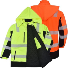 RODOPI Canada-PRO Softshell Winter High Visibility Jacket - Waterproof Winter Work Jacket with Thick Cotton Lining - For Men & Women, Size S-XXXL - EN ISO 20471:2013, Reflective Stripes