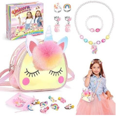 Gifitizi Unicorn Gifts for Girls 3 4 5 6 Years, Unicorn Handbag Jewellery Girls 2-9 Years Unicorn Toy Girls 3-8 Years Unicorn Birthday Gift Girls 4 5 6 Years Children's Toy