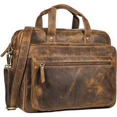 STILORD 'Walt' Vintage Briefcase Leather Men Women Teacher Bag XL Large Office Business Shoulder Bag for 15.6 Inch Laptop Genuine Leather