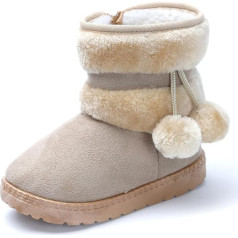 Yeeteepot Girls' Warm Lined Snow Boots Baby Children Plush Winter Boots Flat Non-Slip Boots Toddler Shoes Soft Soles Short Shaft Boots Lightweight Ankle Boots