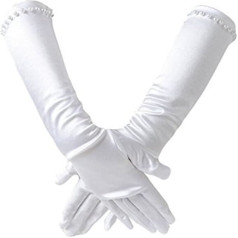 Ever Fairy Girls Classic White Wedding Dress Beading Gloves