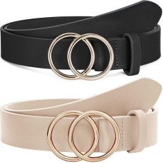 Suosdey good quality soft leather ladies belt with round metal buckle two rings denim belt for women width 3.3 cm