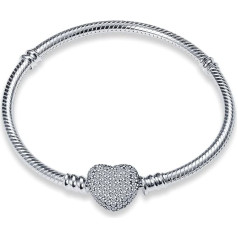 Pandach CMB051 Women's 925 Sterling Silver Bracelet, Moments Snake Link Bracelets for Valentine's Day, Mother's Day, Birthdays, Christmas, Gift for Women, Girlfriend, Mum