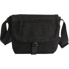Wesoke Small Canvas Shoulder Bag for Men Women Black Messenger Bags Side Bag Portable Travel Bag Shoulder Bag Mobile Phone Bag with Adjustable Straps for Work Business, black