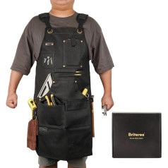 BRITEREE Woodworking Apron for Men Gifts for Woodworkers with 9 Tool Pockets Durable Waxed Canvas Work Apron