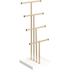 Amazon Basics - 4-Tier Jewellery Stand, Tree Design, White / Brass