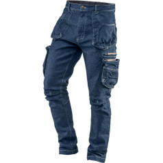 NEO TOOLS Premium Men's Workwear Set Size S - 3XL, Work Trousers Denim + Fleece Work Jacket, Long Trousers Stretch with 8 Pockets, 98% Cotton, 2% Elastane 410 g/m², Fleece Jacket 300 g/m2, Denim set
