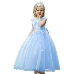 LOLANTA Festive Dress Girls, Princess Dresses, Girls Wedding Party Dress, Elegant Long Evening Dress, Communication, Lace, Tulle Dress for Children, Pink/White/Blue