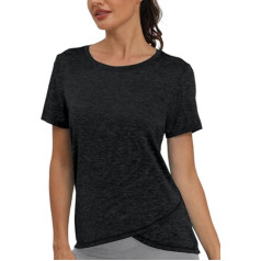 Jlowesun Women's Sports Shirt, Short Sleeve, Lightweight, Breathable, Functional Sports Tops, Crew Neck, Long Sports Top, Suitable for Fitness, Running Shirt, Yoga