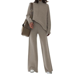 Viottiset Women's Knitted Outfits Stand-Up Collar Pullover Trousers Two Piece Set Sweatsuit