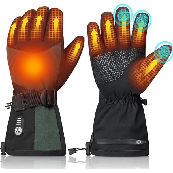 Loowoko Heated Gloves Men Women 7.4 V 3000 mAh × 2.5 Heat Settings Waterproof Touchscreen Gloves Heated Gloves for Winter Sports, Motorcycle, Skiing, Climbing, Hiking