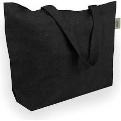 Very Large Tote Bag - Bente | Made from Recycled Cotton | With Thick Fabric | Very Robust | 2 Long Handles | Ideal as a Shopping Bag, Bath Bag, Shopper Handbag, black