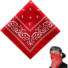 Women's Bandana, Red Bandana, Cotton, Bandana Headscarf, for Unisex Scarf, Headwear, Hair, Scarf, Paisley Pattern, Bandana Children's Scarf, Red Bandana (55 x 55 cm), red