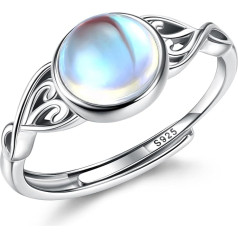 Adramata Ring 925 Silver Women's Moonstone Ring 18 Carat Gold-Plated Open Rings Women Adjustable Finger Ring Shiny Thumb Ring Oval / Round / Heart Ring Silver Ring for Women