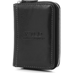 ekavale Leather Wallet with Zip - RFID Protection Men's Wallet - Blue Wallet Small Wallet Men Women, black, Classic