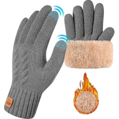 Voqeen Winter Gloves Women's Touchscreen Fleece Lined Knitted Gloves for Women with Wrist Cuff Design Cold Weather Warm Outdoor Gloves Men for Running Driving Hiking