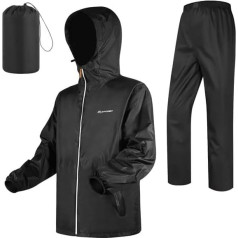 LAMA Rain Suit (Rain Jacket + Rain Trousers) Women Men Reflective Rain Suits Waterproof Hooded Jacket Unisex Breathable Rain Jacket Rain Trousers Raincoat Rainwear with Hood Hooded Jacket