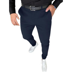 PLEPAN Mens Stretch Slim Fit Casual Suit Trousers Stretchy Waist Golf Pants