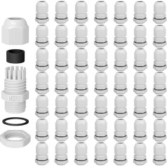 hb-digital Cable Gland M12 for 3-6.5 mm Cable Diameter IP68 Dust & Waterproof with Rubber Seal Locknut Clamping Slats Stuffing Box Insulation Cable Entry Electrical Installation 50х