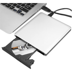 Tangxi Laptop PC External Disc Burner USB3.0 Blu-Ray Optical Disk Drive 3D DVD/CD/BD Writer Recorder for Desktop/Notebook, Plug and Play (Silver)