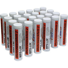 Multi-Purpose Grease 24 Cartridges of 400g - Lithium Based Lubricant, Water Resistant & Oxidation Resistant - Ideal for Sliding & Rolling Bearings, Machines & Vehicles, Compatible with Grease Gun
