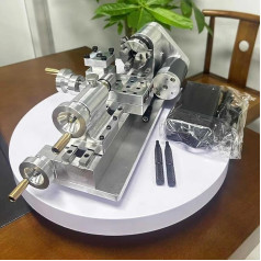 LeTkingok Multifunktionale DIY Mini Drehmaschine, Haushalts Holzbearbeitung, Hausgemachte Kleine Drehmaschine, Tragbare Desktop Mikro Drehmaschine, 100-2500U/min