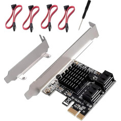 PCIE 4 Port SATA III 6Gbps Expansion Cards, PCIE 1X to SATA 3.0 Controller Card 4 Port, Support SSD and Hard Drive for Windows7/8/10/XP/Linux/Vista