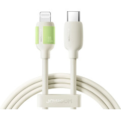 USB-C - iPhone Lightning kabelis ar fluorescējošu uzgalu 30W 1,2 m - bēšs