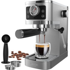 Espresso Portafilter Machine 20-Bar Italian Pump 1350W Espresso Machine Stainless Steel with Milk Frother, Coffee Machine for Cappuccinoo, Touchscreen with Pressure Display, 1.3 L Water Tank